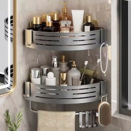 Drill Free Triangular Bathroom Shelf