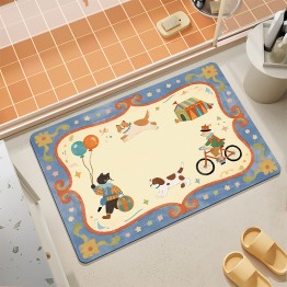Cartoon Circus Print Floor Mat