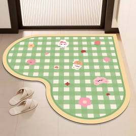 Heart Shaped Checkered Bathroom Mat