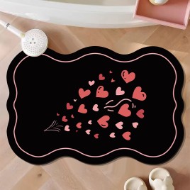 Pink Heart Shaped Diatomaceous Earth Floor Mat