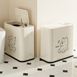 Square Press Lid Slotted Trash Can