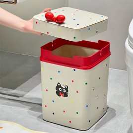 Red Circle Polka Dot Bathroom Trash Can