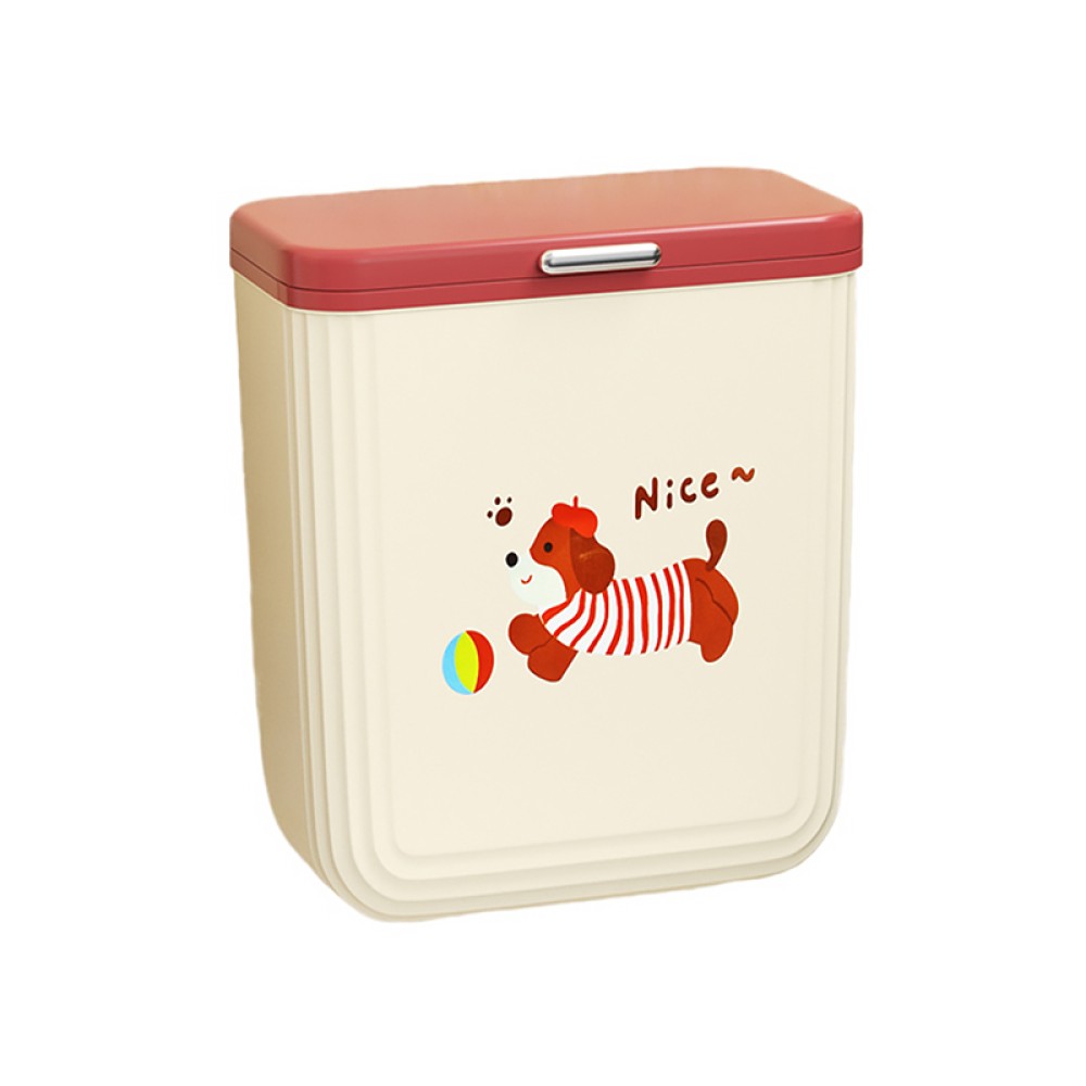 Wall Mounted Slotted Trash Can with Lid