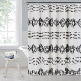 Color Blocked Geometric Pattern Shower Curtain