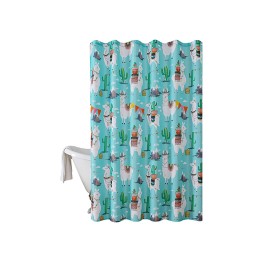 Cartoon Alpaca Print Shower Curtain