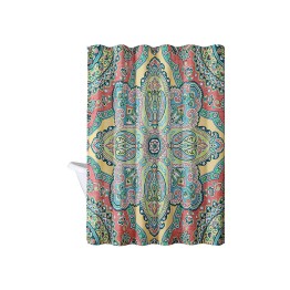 Color Blocked Floral Print Shower Curtain