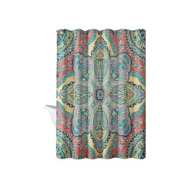 Color Blocked Floral Print Shower Curtain