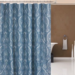 Blue Floral Print Shower Curtain