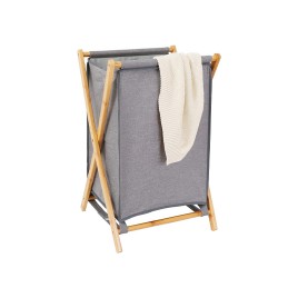 Foldable Gray Bamboo Texture Laundry Basket