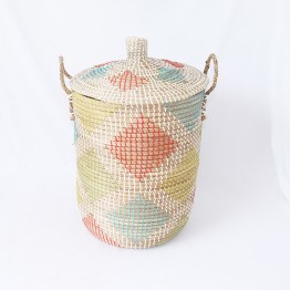 Colorful Hand Woven Seaweed Laundry Basket