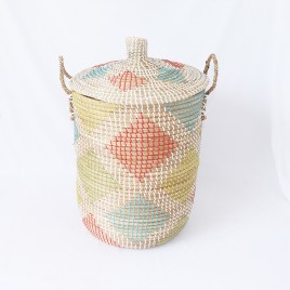 Colorful Hand Woven Seaweed Laundry Basket