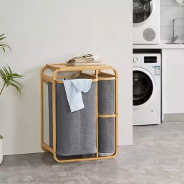 Pull Out Bamboo Laundry Basket