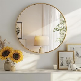 Gold Round Bathroom Mirror
